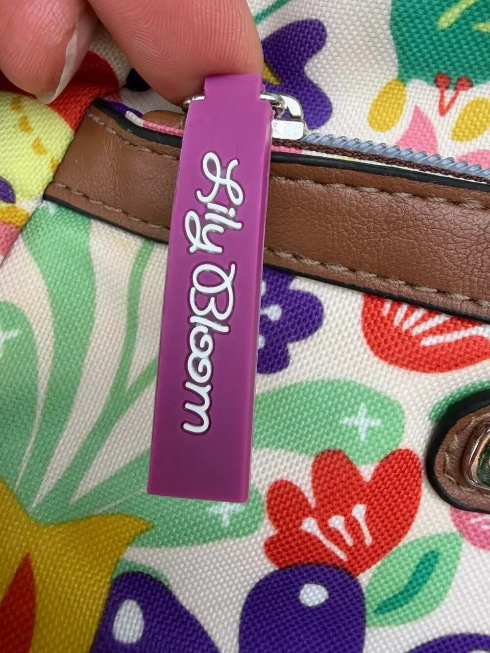 Lily Bloom Multi-Colored Floral and Bird Print Crossbody Hobo Bag Purse